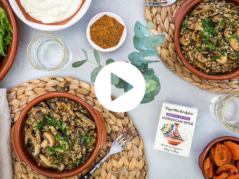 BARLEY & MOROCCAN MUSHROOM RISOTTO